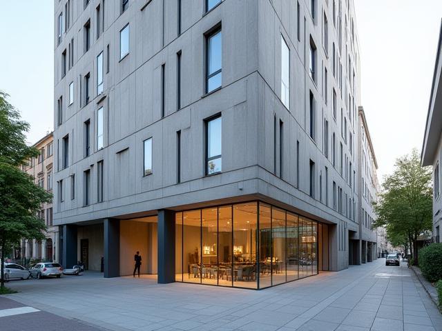 Modern building exterior, likely the Alpine Media Institute located in Zurich.
